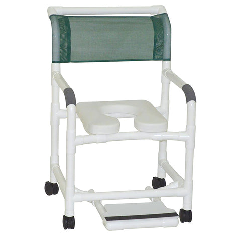 MJM International Shower Chair With Soft Seat Deluxe Elongated And Sliding Footrest