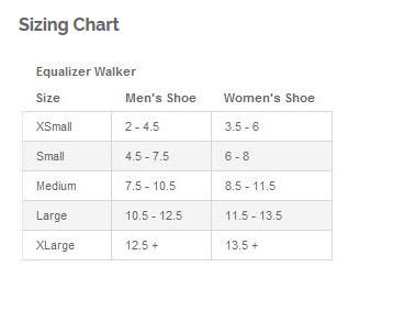 Ossur air Equalizer Hi Top Walking Boot Sizing Chart