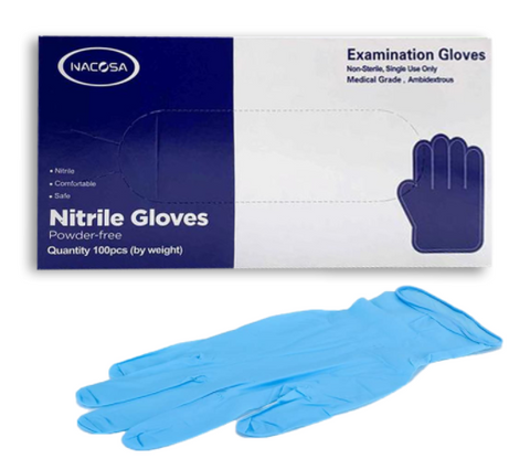 NACOSA Nitrile Medical Exam Gloves - Powder Free; Case of 1000