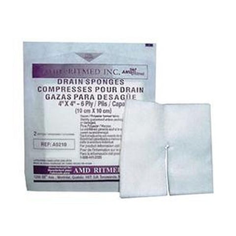 Independence Medical AMD Ritmed Non-Woven Drain Sponge, 6-Ply, Lint-Free, 4" x 4"