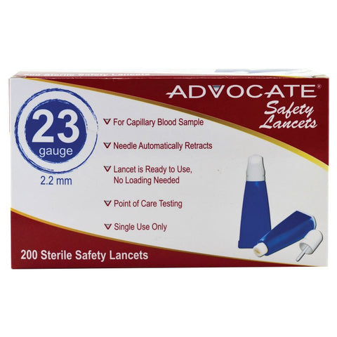ADVOCATE Safety Lancets - 23G x 2.2mm 200/box