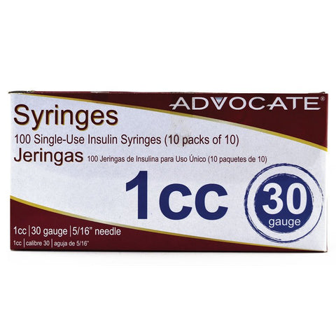 ADVOCATE Syringes 30G 1cc 100/bx