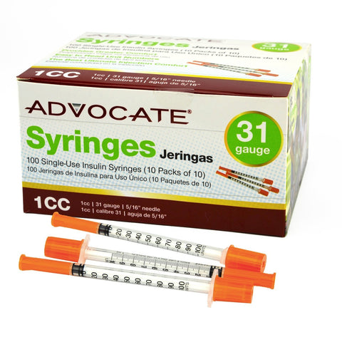ADVOCATE Syringes 31G 1cc 5/16" 100/bx