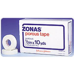 Johnson & Johnson ZONAS® Porous Athletic Tape, Rubber Based Adhesive, Cotton Cloth Backing, Porous Construction 1/2" x 10 yds